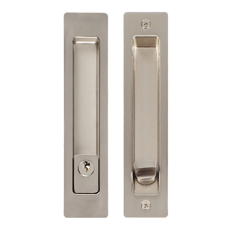 Brand New Barn Sliding Door Locks Gate Square Handle Lock Invisible Hidden Wooden Door Hook Lock with Key/No Key