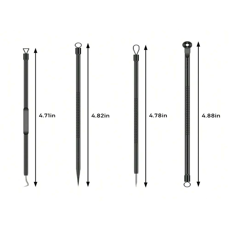 4ピース黒ずみ除去ツールセット - ステンレス製毛穴クリーナー、スキンケアツール、ディープクレンジングニードルフックニキビ除去ツール