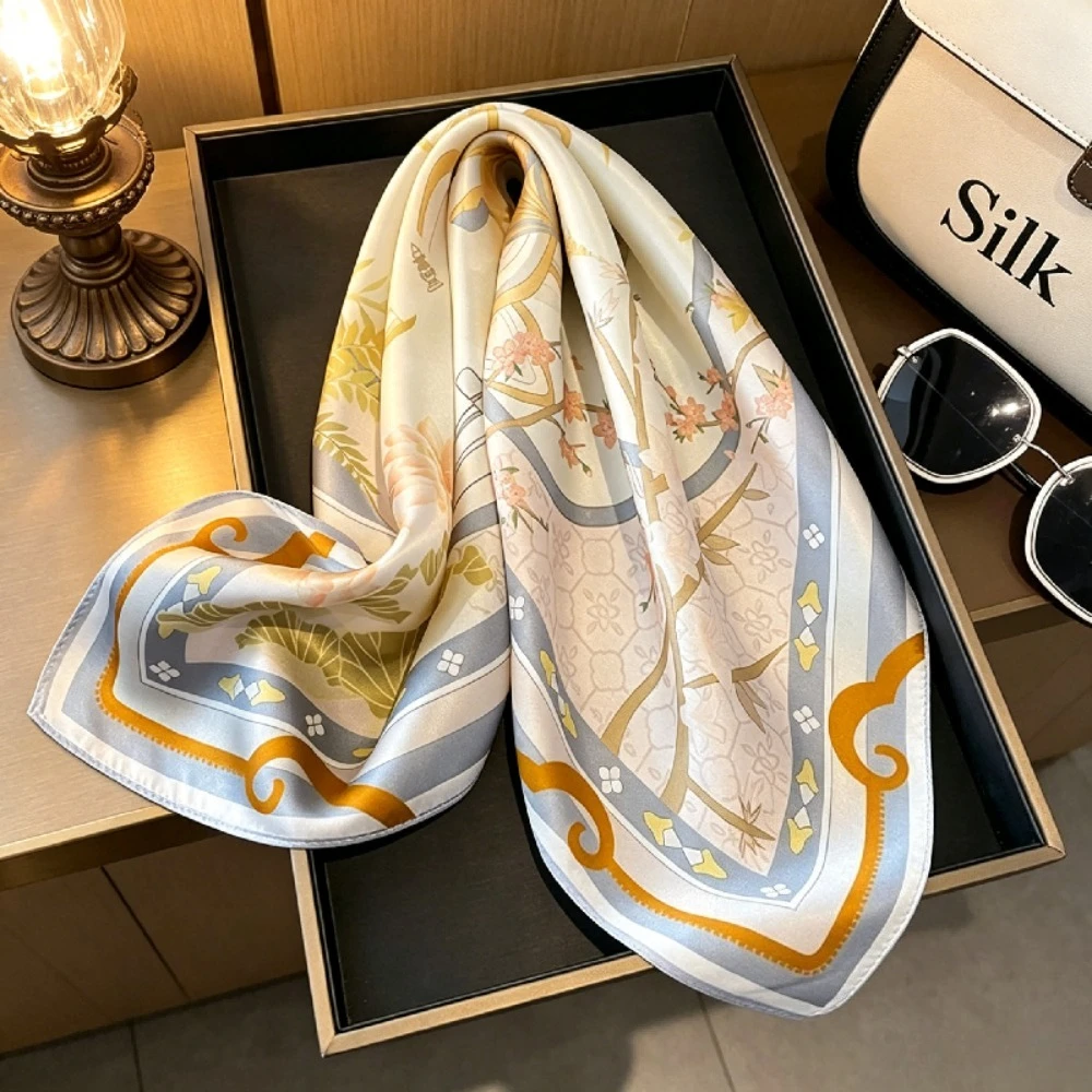 

Mulberry Silk Light and Thin Small Square Scarf French Retro Mother Scarf Versatile Souvenir, Mother's Day Gift Silk Scarf