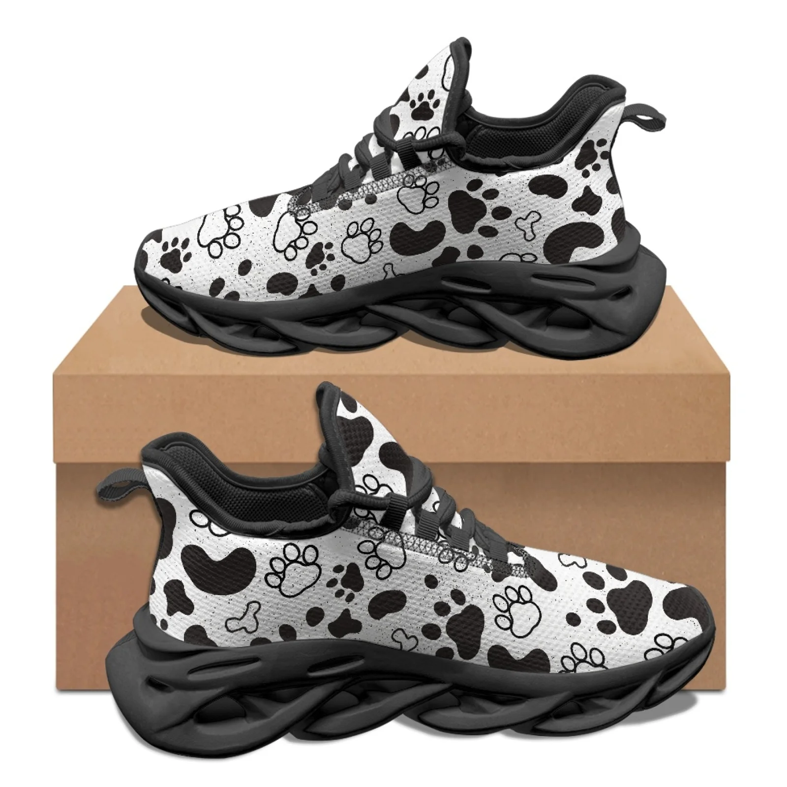 PENSTROLL Black Paw Print Men's Sneakers Mesh & EVA Running Blade Sneakers Lightweight Men's Trail Running Shoes for Student