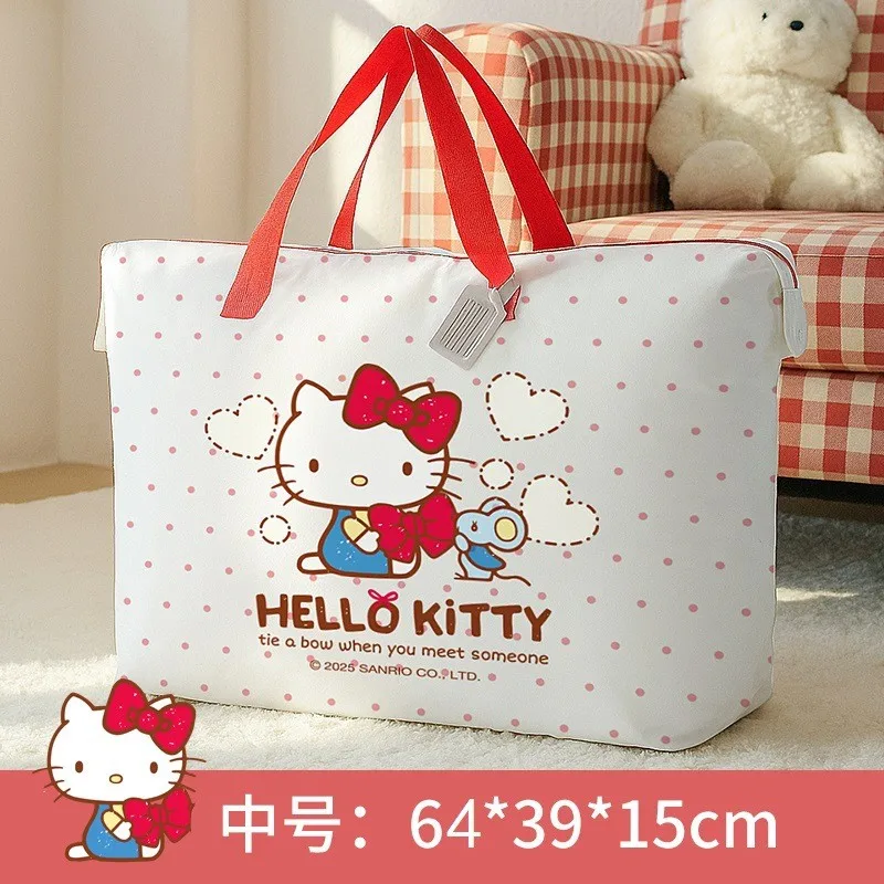 Sanrio Aufbewahrungstasche mit großem Fassungsvermögen, Bettdeckentasche aus Baumwolle, Cartoon-Reisetasche, saisonale Umzugstasche, Kleideraufbewahrung, Klassifizierung und Sortierung – Detail 5