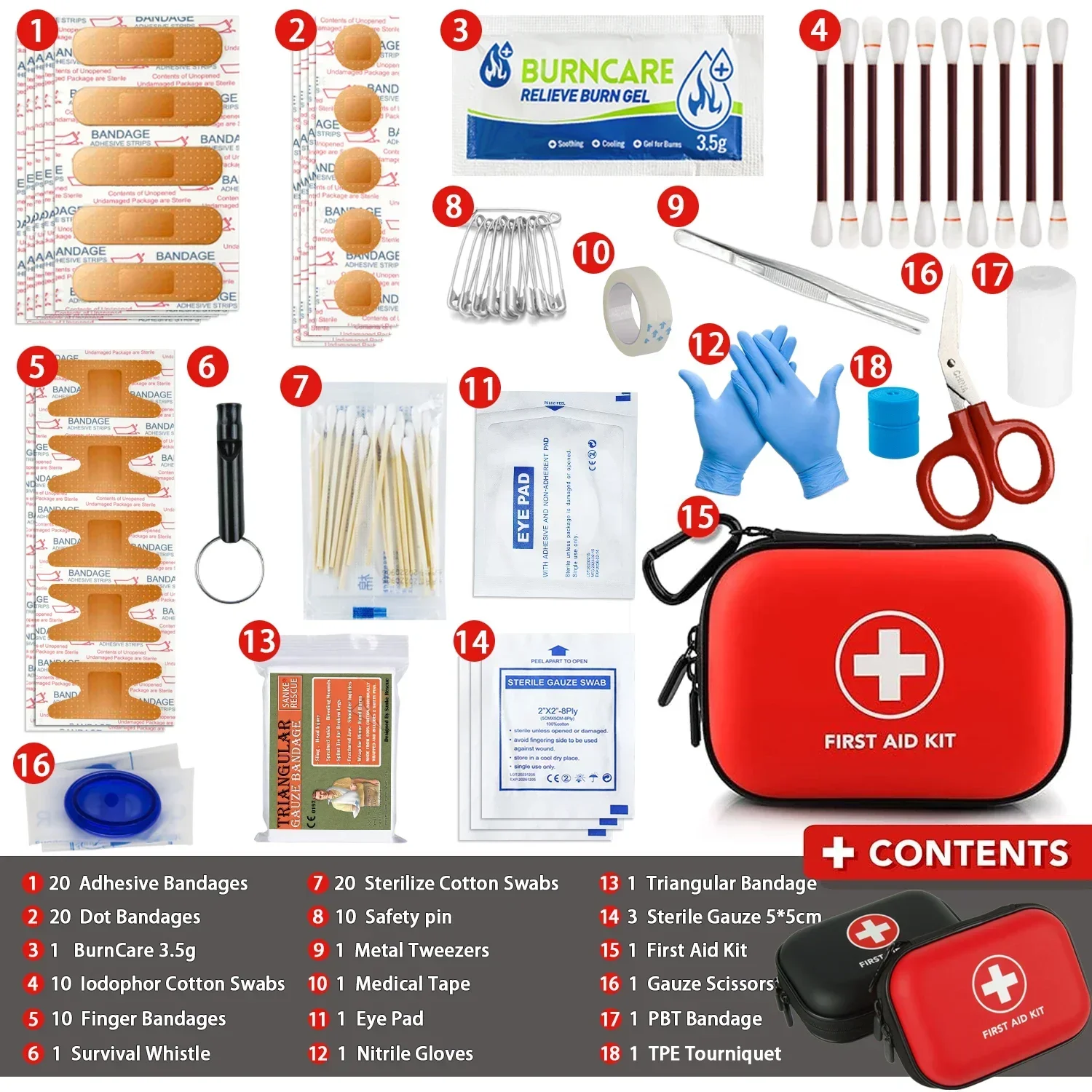 103pcs Portable Emergency Medical First Aid Bag Kit For  Outdoor Travel Camping Equipment Medicine Survival