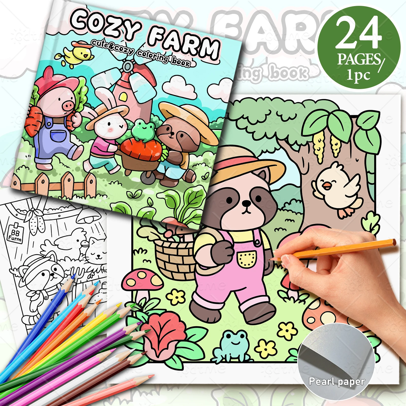 COZY FARM Bold-easy Patterns Coloring Book for Adults Cute Drawing Book Perfect Gift for Party and Birthday