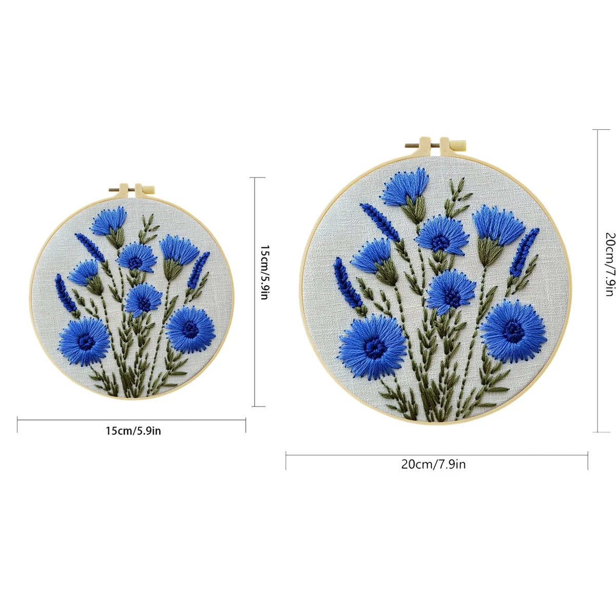 Blaue Kornblumen 1 Stück DIY Stickerei-Material-Set für Anfänger Stickerei-Starter-Kit Kreuzstich-Kunst als Geschenk Nadelarbeiten Handwerk – Detail 2