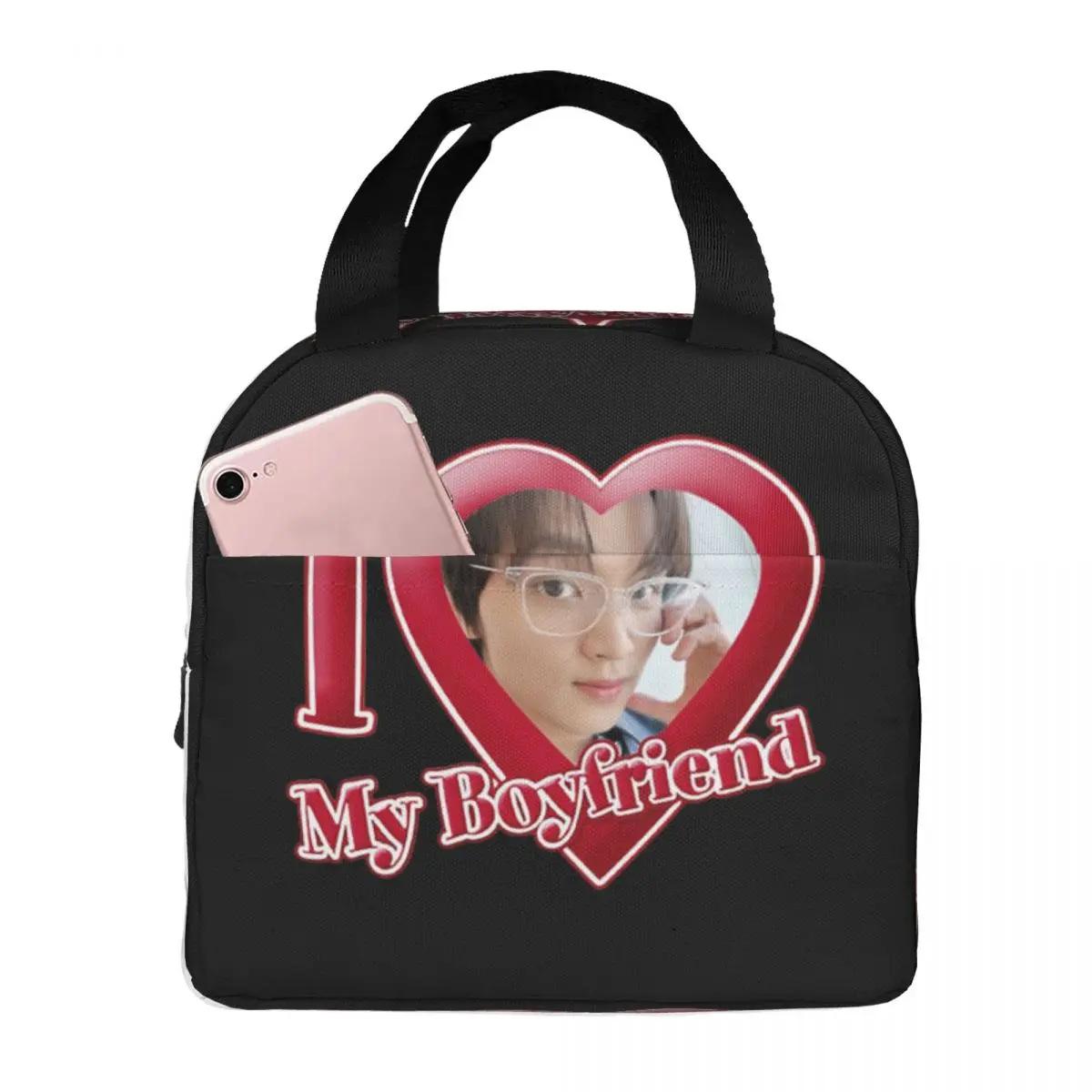 I Love My Boyfriend Lunch Bags Insulated Bento Box Lunch Tote Resuable Picnic Bags Thermal Bag for Woman Girl Office