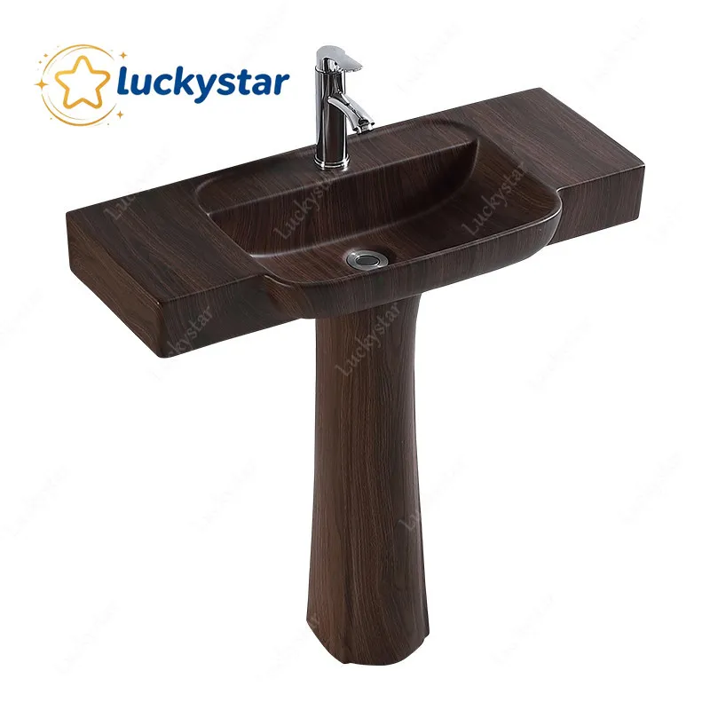 Floor-to-ceiling column wash basin ceramic integrated extremely narrow retro mini small apartment wash basin