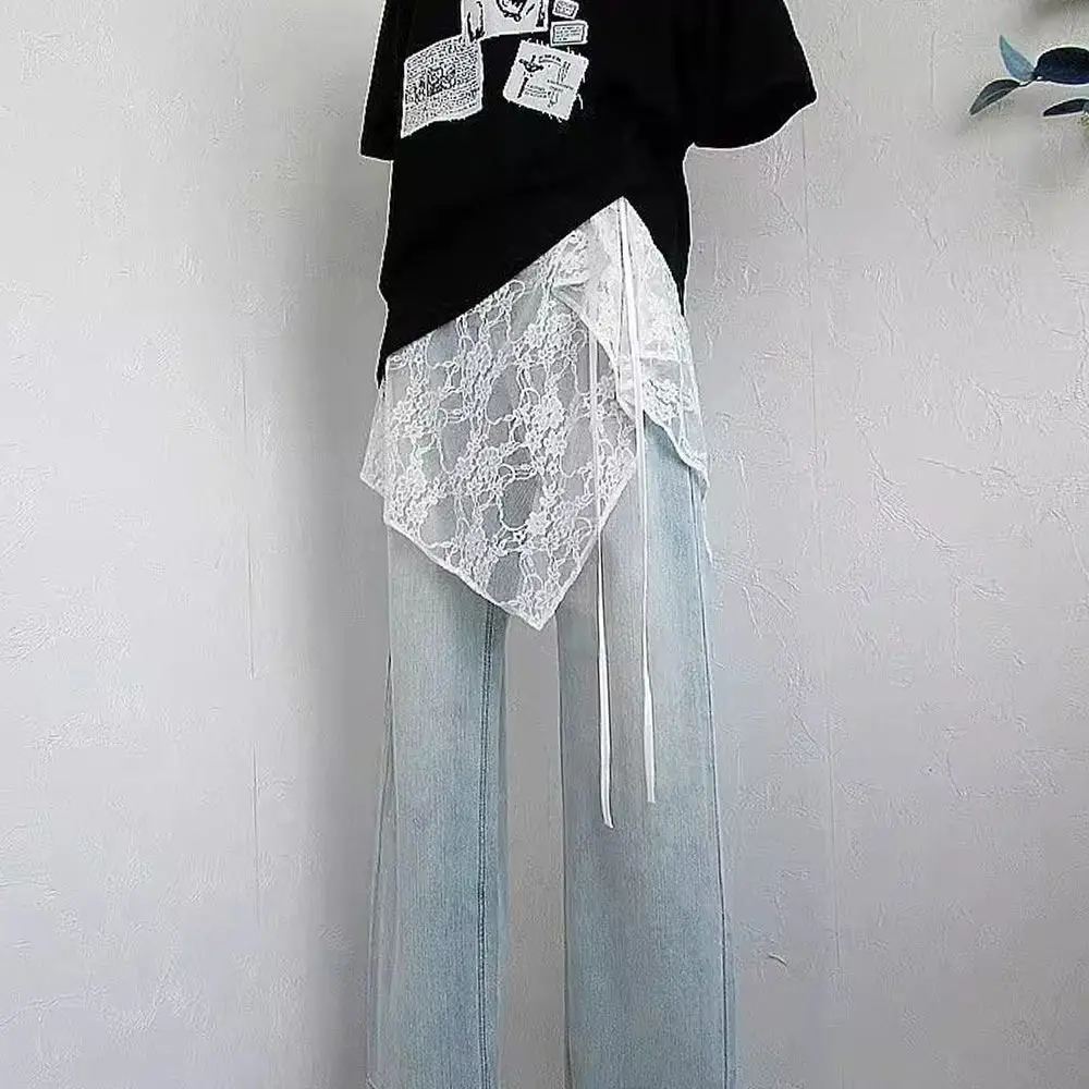 Floral Design Lace Layered Skirt Lightweight Comfortable Wrap Skirts Streetwear Style Sheer Overskirt