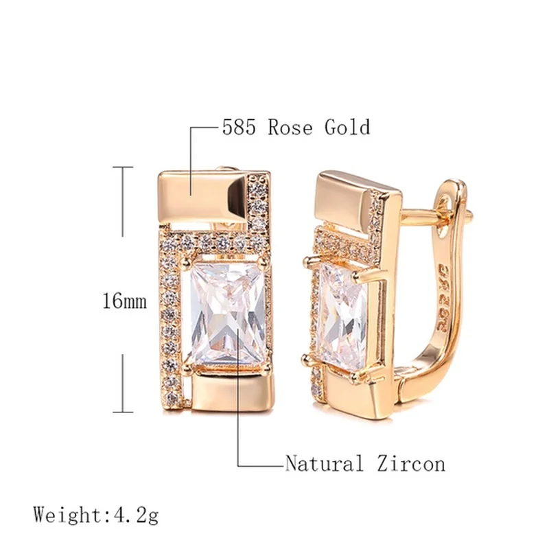 Charm Fashion White Crystal Zircon Ear Buckle Earrings for Women Creative Rectangular Bridal Wedding Earring Anniversary Gift