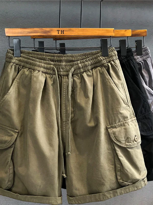 

Street Style Men's Workwear Shorts Five-Quarter Loose Fit Casual Summer Pants Straight Leg mid Waist Youth Fashion