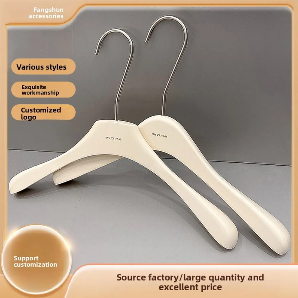 

Solid Wood Milky White Non Slip No Trace Hangers for Women Clothing Store High End Closet Organization and Home Use 124