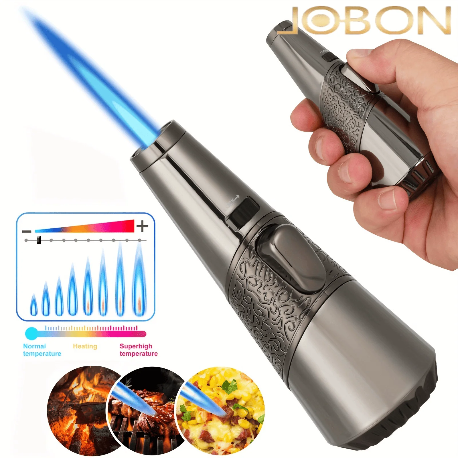 JOBON metal high-temperature spray gun lighter outdoor windproof turbine torch inflatable kitchen barbecue welding lighter tool