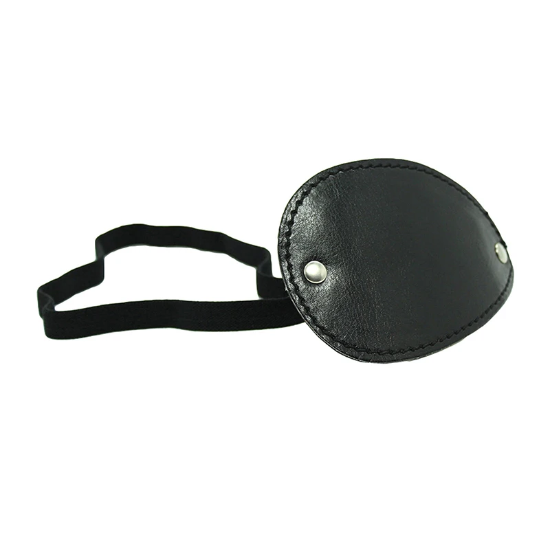 1Pcs Role Play Pirate Black Leather Eye Patch Cover Vintage Cosplay Props With Adjustable Rope Halloween Costume Accessories