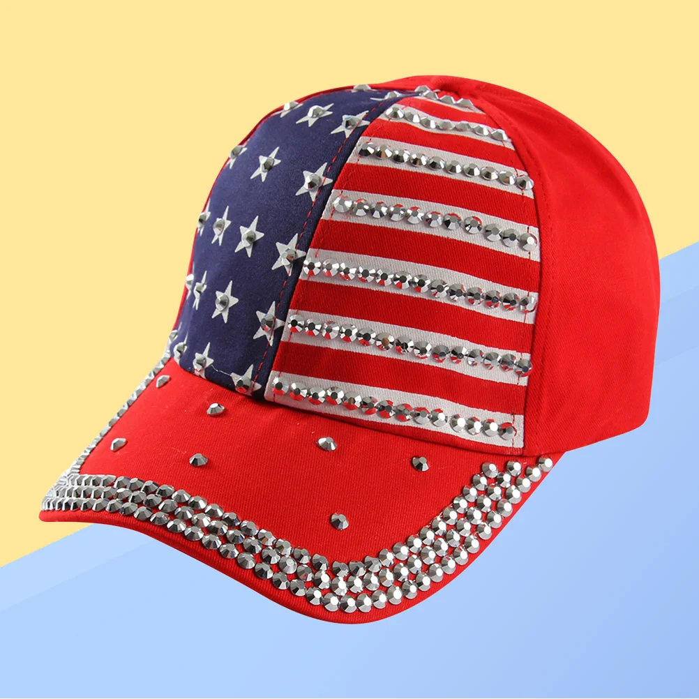 

American Baseball Women Flag Hat Womens Women's Caps Baseballs Diamond 4th of July