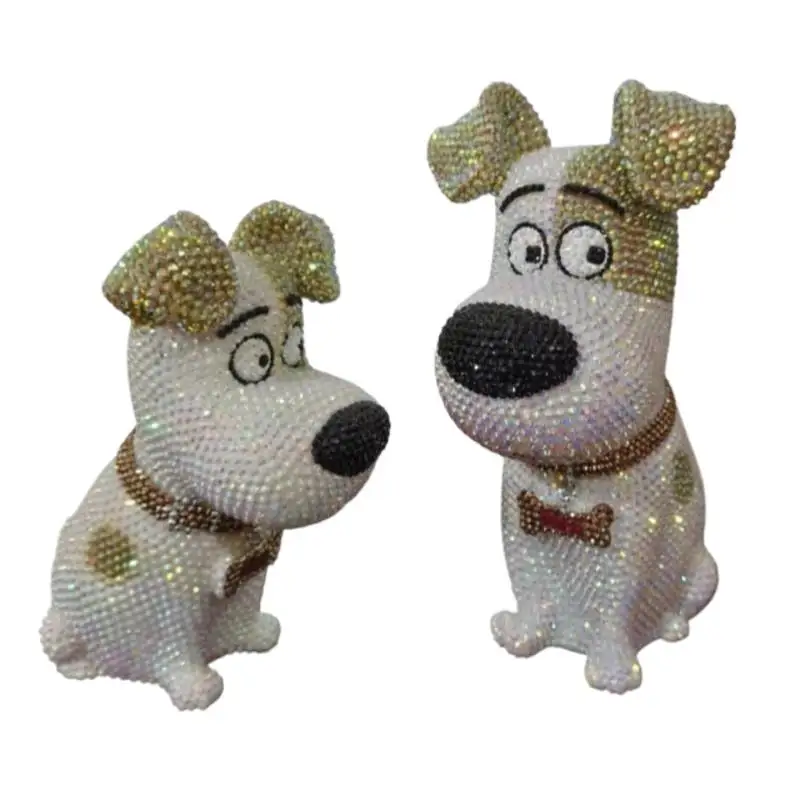 

Rhinestone Encrusted Dog Figurine Crystal Puppy Coin Deposit Jar Mosaic Animal Sculpture Blinged Mosaic Home Ornament Kids Gift