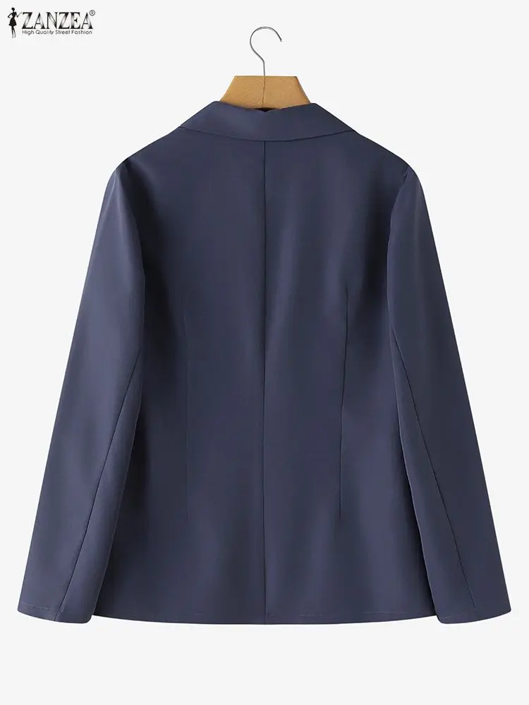 ZANZEA 오피스 여성 블레이저 재킷 2025 가을 더블 브레스티드 블레이저 수트 라펠 넥 긴팔 코트 우아한 OL 아우터웨어 여성용