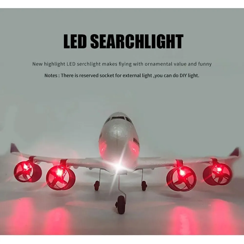 Giocattolo aereo elettrico Airbus A380 telecomandato da 2,4 Ghz con quattro motori, luci a LED e resistenza alle cadute