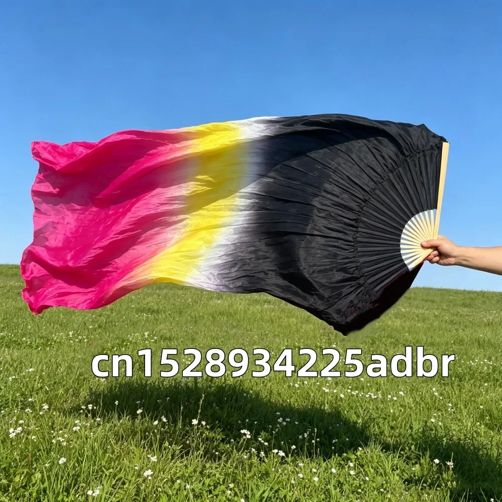 Hot Sell Gradient Color Belly Dancing Fan Multicolors 120cm Practice Dancer Tool Square Dancing Dance Accessories