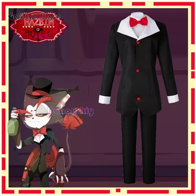 

Anime Hazbin Cosplay Costume Clothes Uniform Cosplay Husk Demon Mixologist Hotel Halloween Party Performance Dress Unisex Set