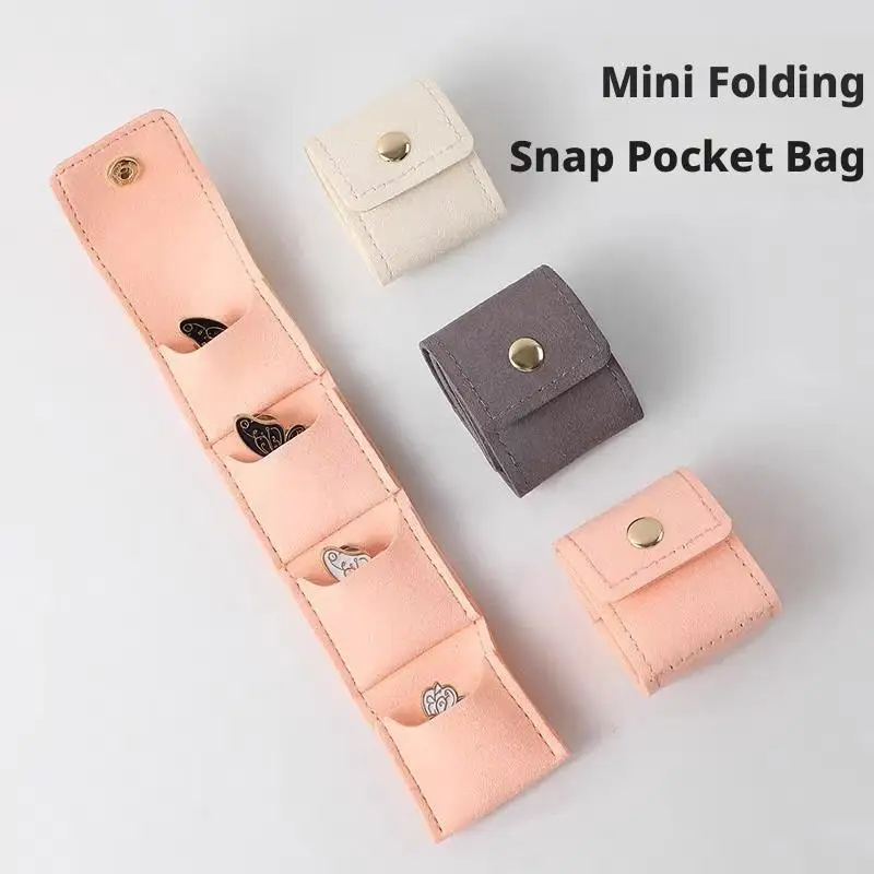 Mini Folding Jewelry Storage Pouch 4 Compartment Travel Jewelry Bag Soft Pocket For Earring Necklace Organizer