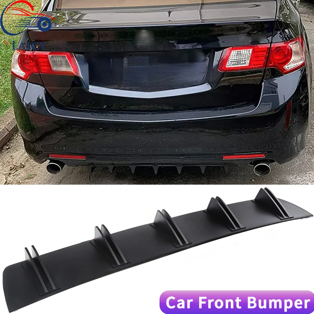 LAICY For Acura TSX Car Rear Diffuser Shark Fins Bumper Splitter Chin Spoiler Lip Matte Black Shunt Rear Bumper Lip