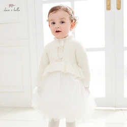 Dave Bella Baby Girl Princess Dresses Winter New Breathable Yarn Patchwork Print Children's Birthday Cute Clothing DB4224054