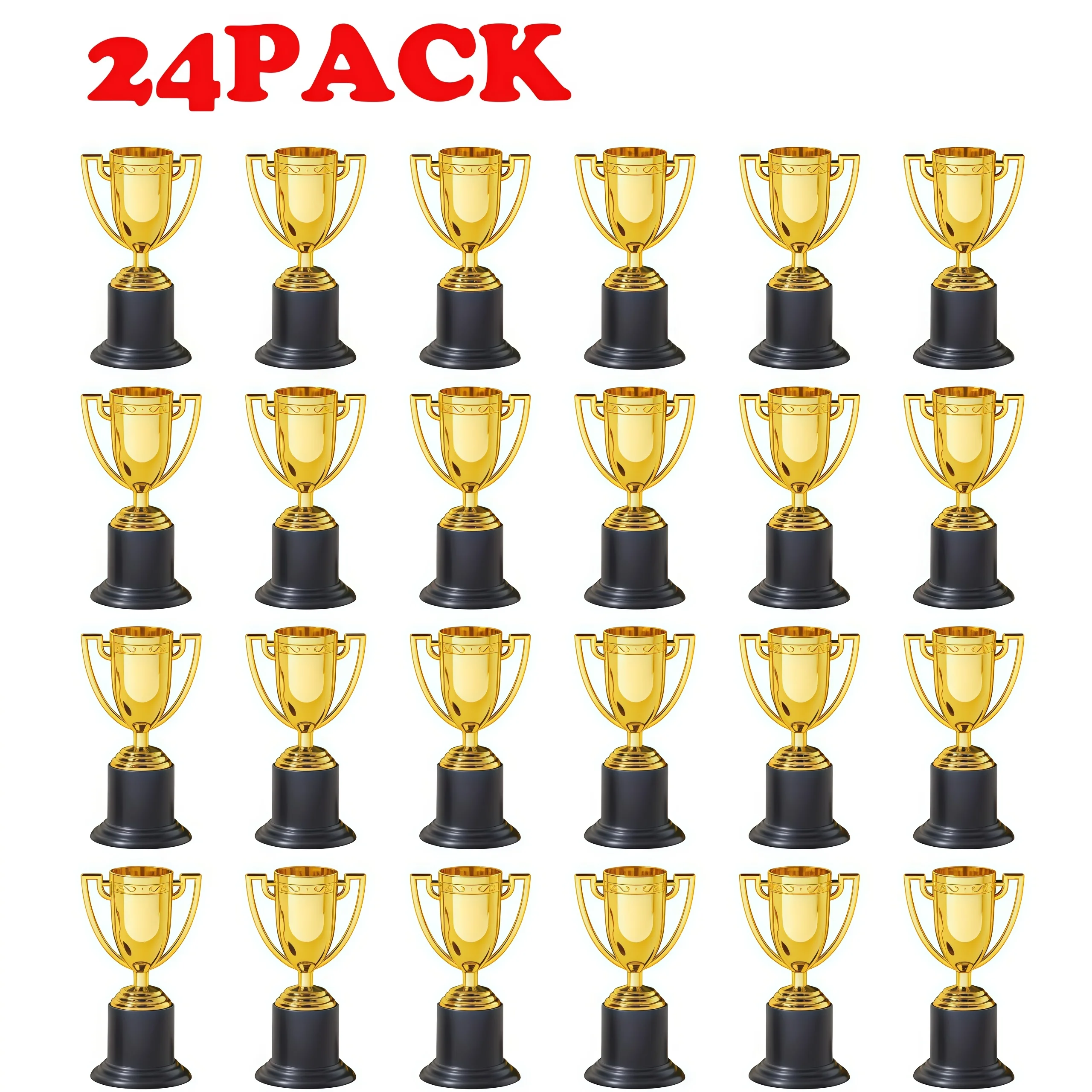 

Mini Trophies Bulk 4 inch Gold-Plated Plastic 24-Pack Trophies for Kids Adults Sports School Party Awards