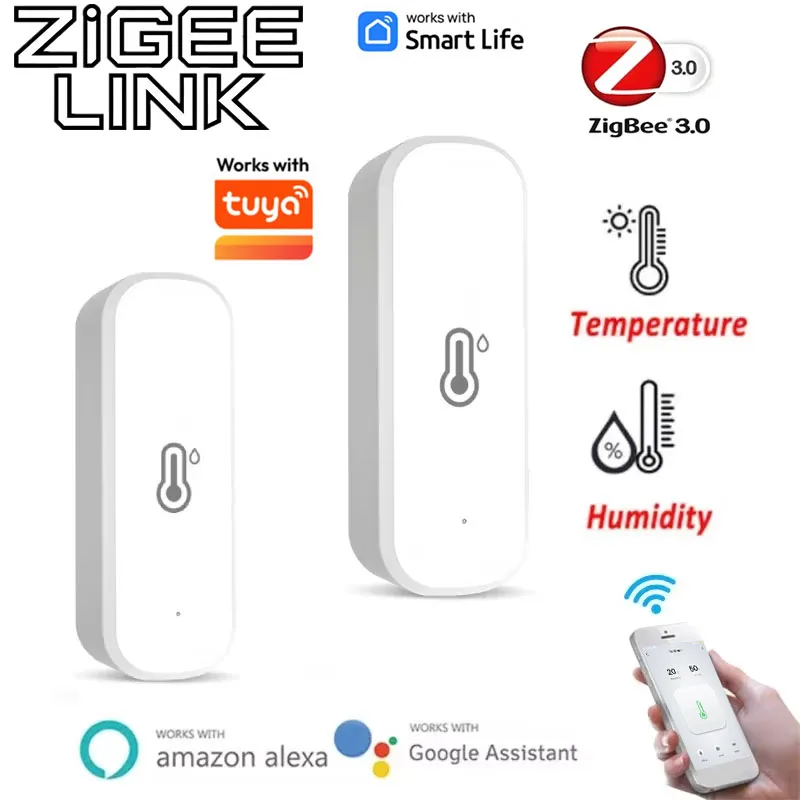 Tuya Zigbee Temperature Humidity Sensor Battery Powered APP Remote Monitor Voice Control Works with Alexa Google Home Smart Life