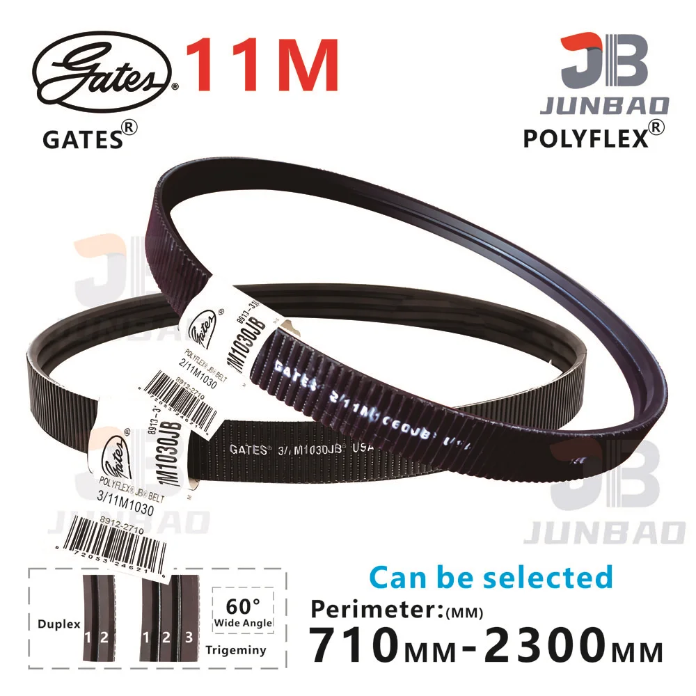 

GATES POLYFLEX JB Join The Wide Angle Belt 2-11M 3-11M LP=710MM To 2300MM Polyurethane V-Belt Conveyor Triangular Lathe Belt