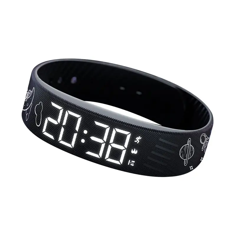 LED Digital Alarm Clock Watch Adjustable Silicone Snooze-proof Alarm Bracelet with Running Pedometer Waterproof Vibrating Alarm - Image 12