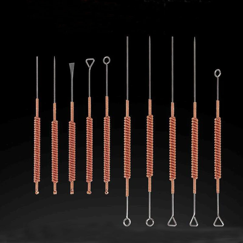 Single/Double Head Fire Acupuncture Needle Tungsten Steel Alloy Needle PU Bag Fire Needle Beauty Accupuncture Needle Set 5 Pcs