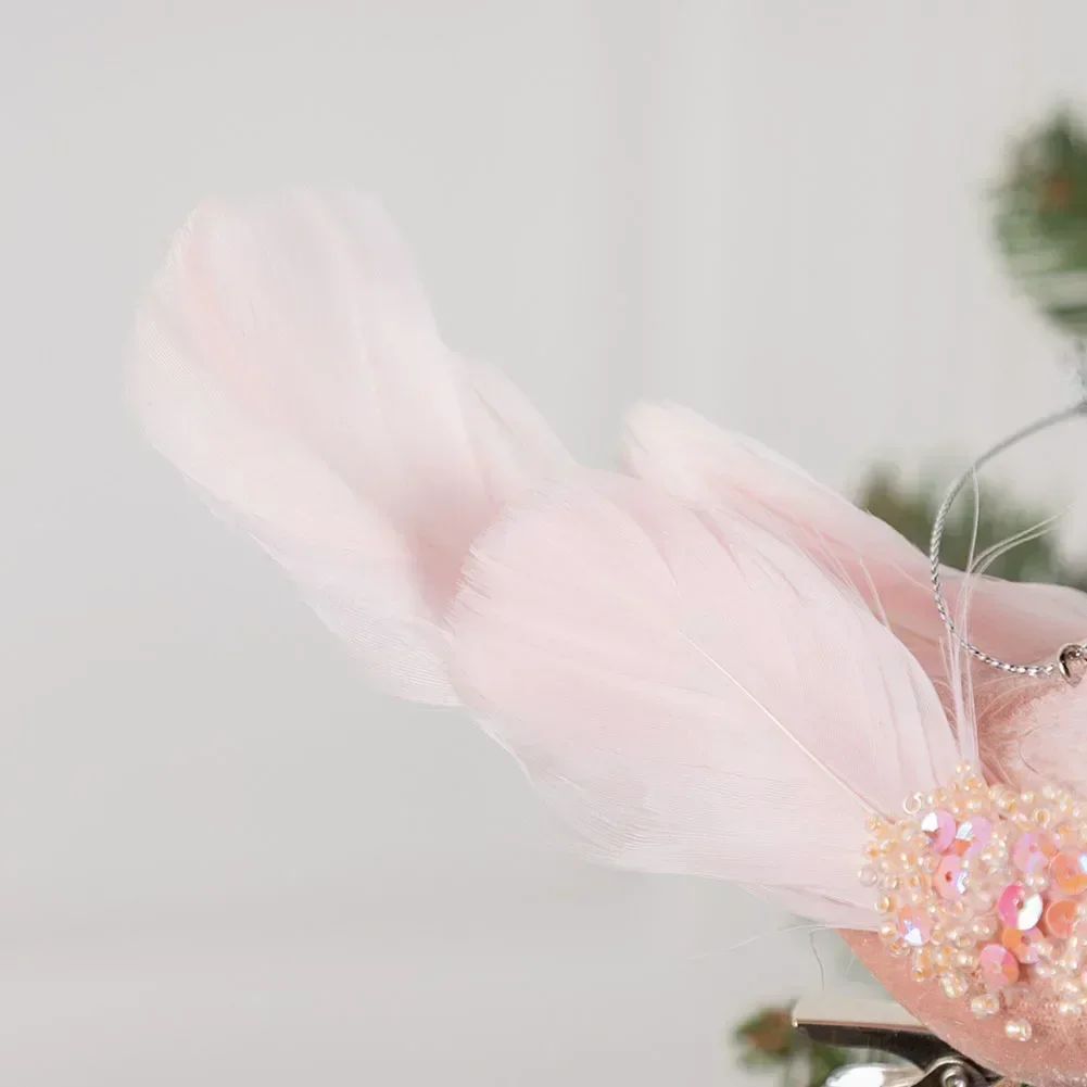 Simulated Foam Feather Bird Christmas Mini Birds Decorations Artificial Pink Bird Animal Xmas Tree Pendant Home Wedding Decor - view 4