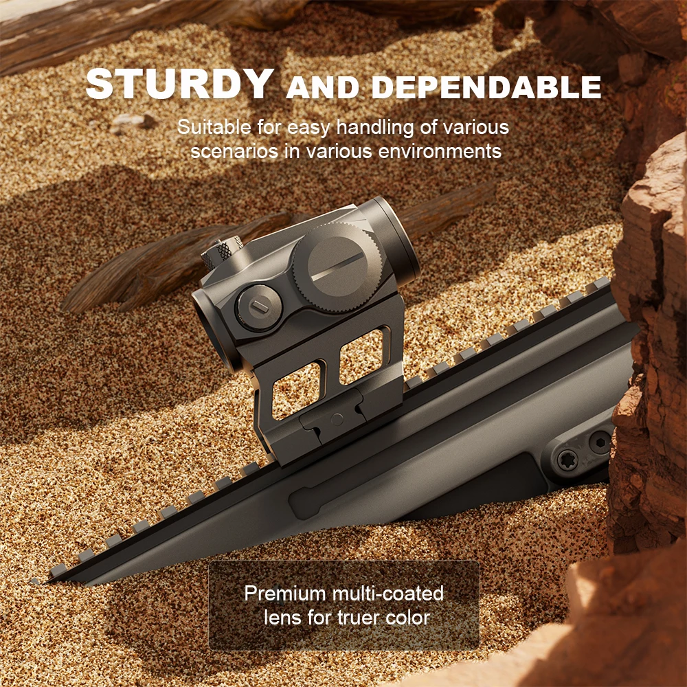 Solar Failsafe & Motion Awake HD-13 2MOA Red Dot Sight, IPX7 Waterproof, 1000G Shockproof. ﻿