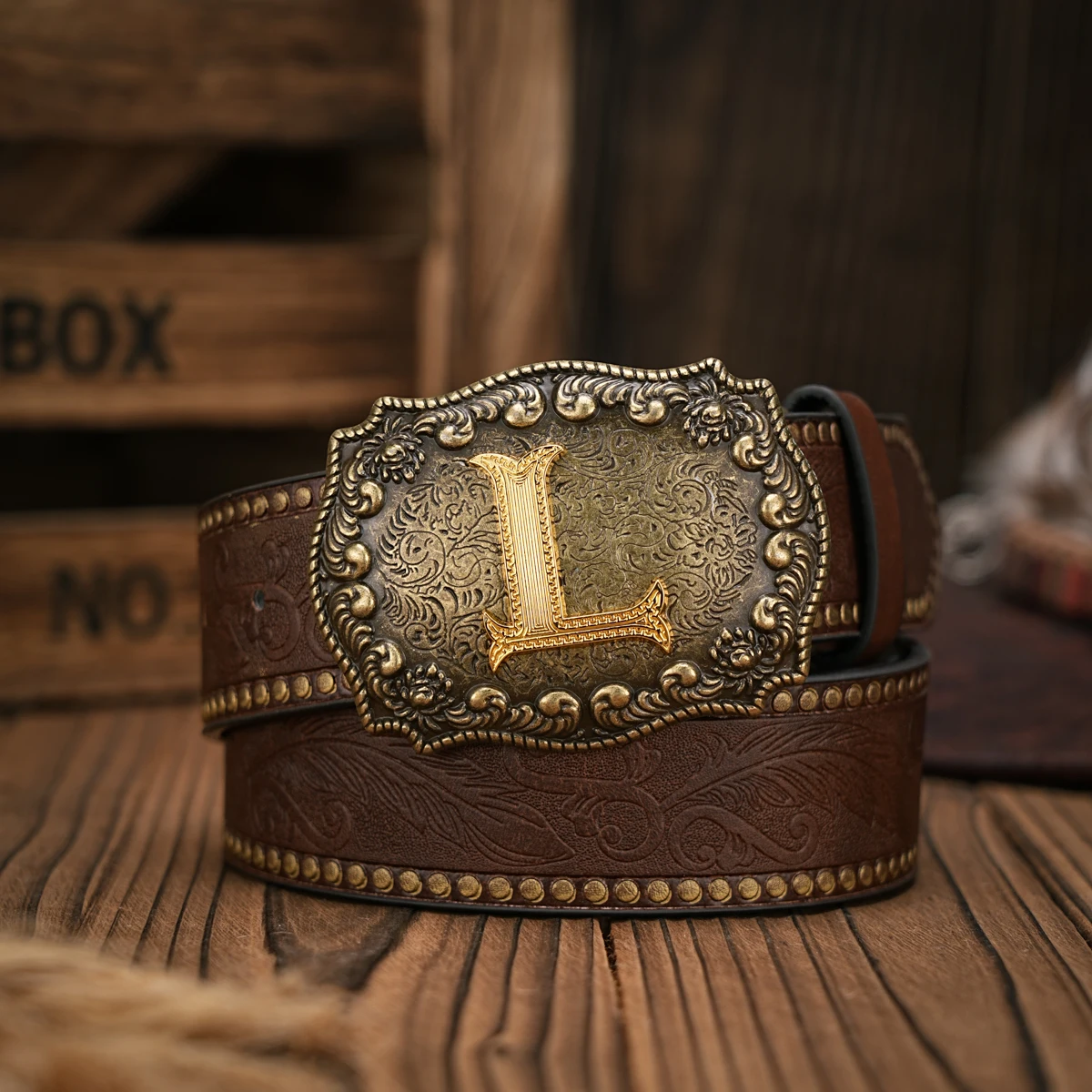 1 Stück Western-Cowboy-Gürtel - Geeignet für Männer und Frauen. Western-Gürtel mit PU-Prägung und Schnalle. Einzigartiges und Retro-Design – Detail 2