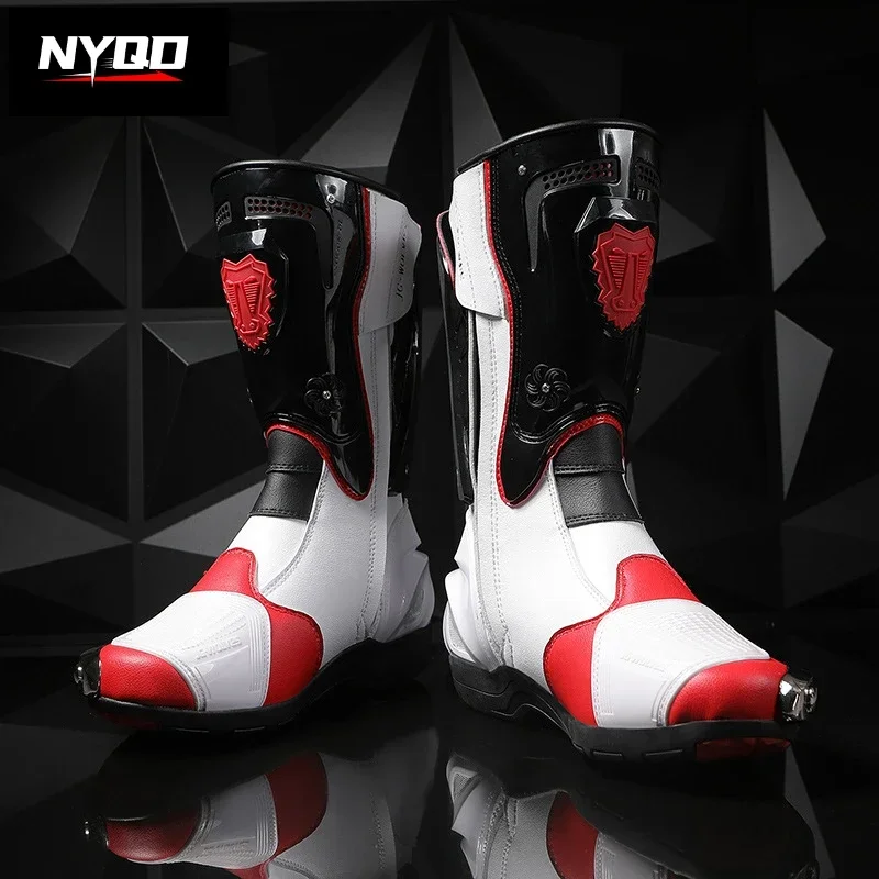 Cycling Boots, Off-road Motorcycle Men's Commuting Motorcycle Equipment Women's Track Rotating Buckle High Top Motorcycle Boots