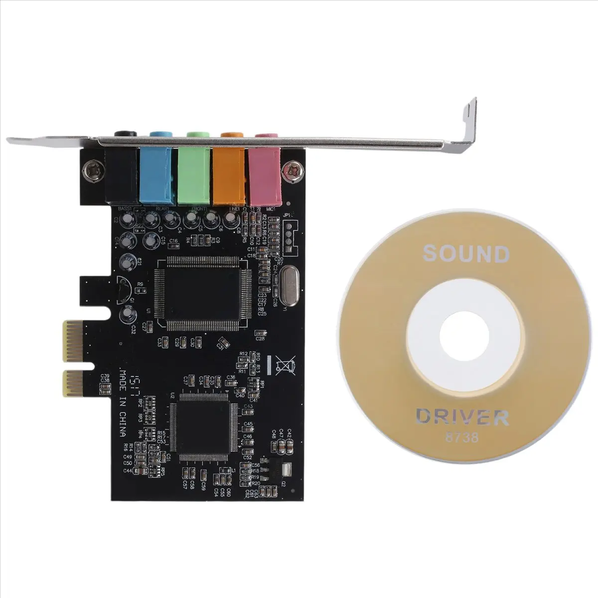 AA80 5.1 Internal Sound Card for 10 with Low Profile Bracket, 3D Stereo PCI-E, CMI8738 Chip 32/64 Bit Sound Card PCI