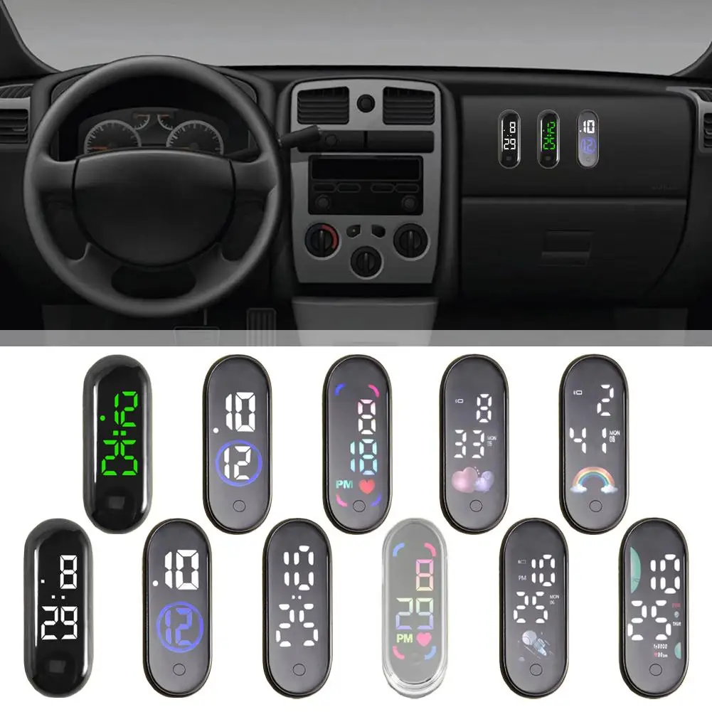 Mini elektrische autoklok LED-beweging Touch Waterdicht Eenvoudige auto Ins Tijd Dashboard en horloge Draagbare klokken Stijlvol N9C4