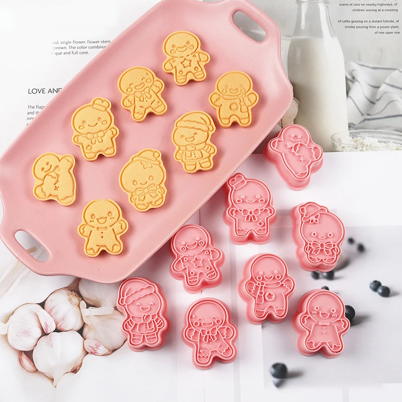 8 Piece Christmas Cookie Cutters, 3d Raised Design Gingerbread Cookie Stamps, Cookie Cutter Set Suitable For Frosting Decoration