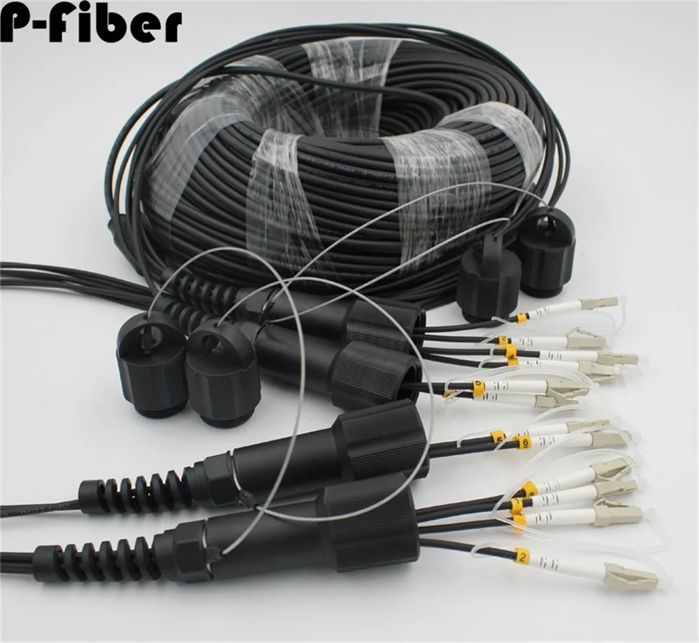 Imagem -03 - Jumper Blindado Exterior da Fibra Cabo de Remendo da Fibra Ótica da Extensão mm Núcleos Núcleos Om3 6c 8c Tpu 50m 60m 70m 80m 100m 120m lc fc sc st