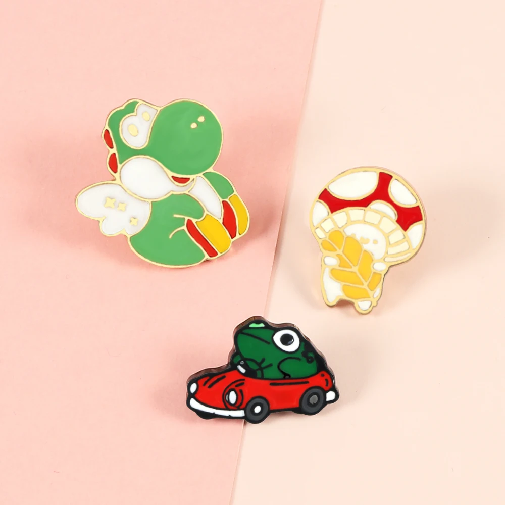 Cute Cartoon Frog Brooches Denim Enamel Lapel Pins Fashion Jewelrys For Woman Men Ornament Accessories Girls Animals  Bags Anima