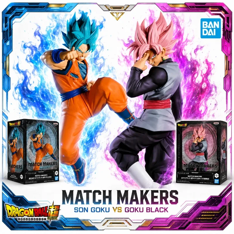 Figura Coleccionable de PVC de Anime, Bandai Original Banpresto Match Makers Dragon Ball Super, Son Goku VS Goku Black Rose
