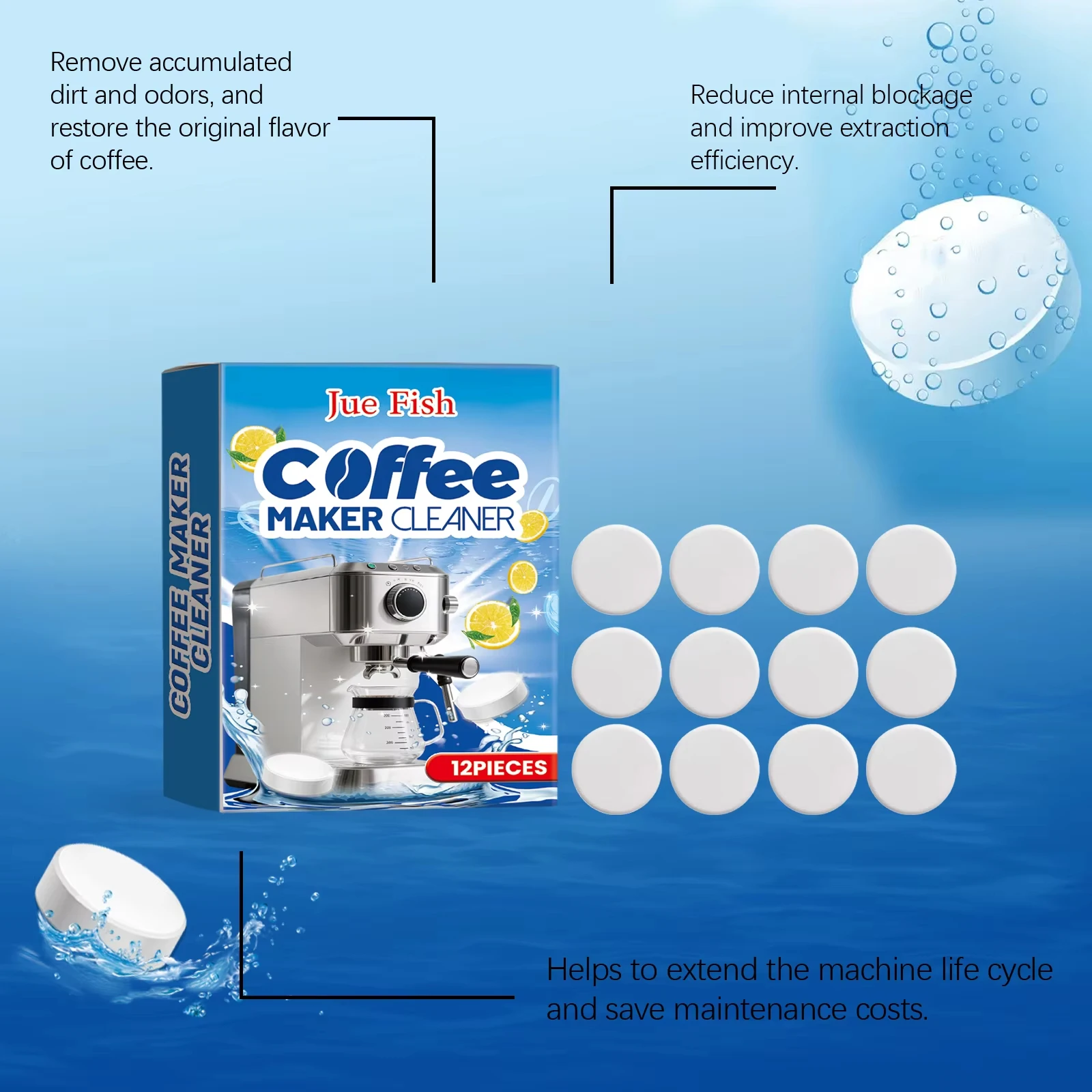 Coffee Machine Cleaning Tablets Universal Descaling Tablets for Home Espresso Maker Stain Oil Residue Remover For Kitchen