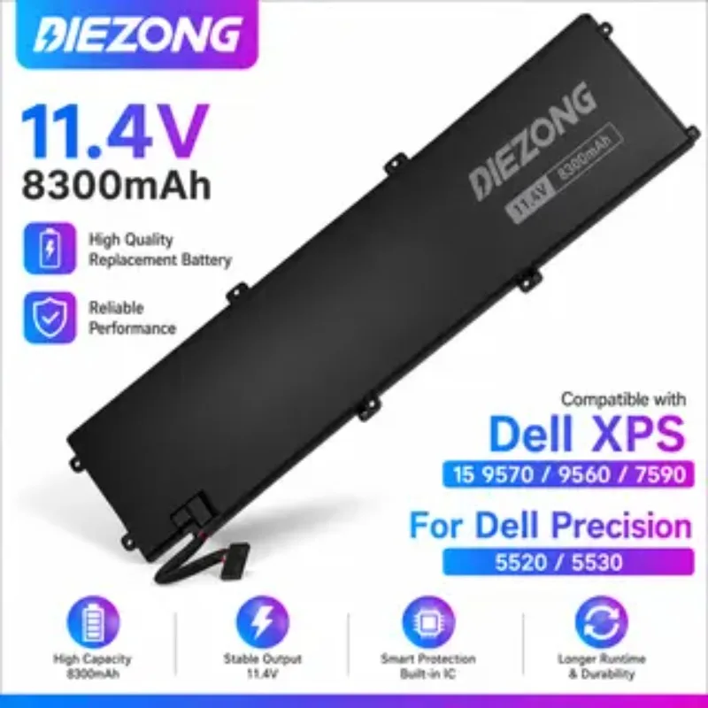 6GTPY H5H20 RRCGW 4GVGH Laptop Battery for DELL XPS 15 9570 9560 7591 7590 XPS15 for DELL Precision 5520 5530 Series Notebook