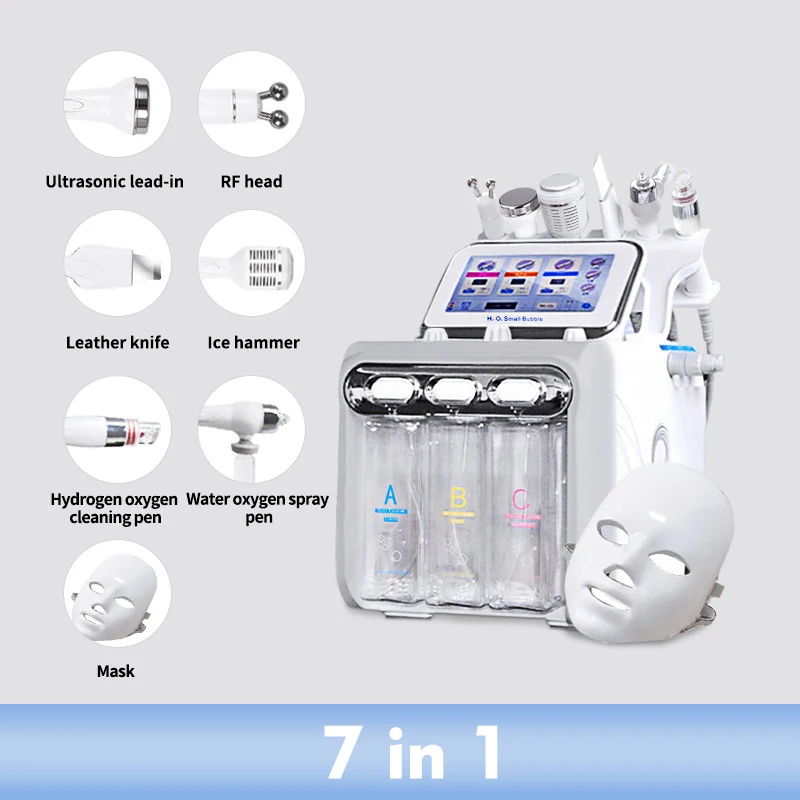 7 In 1 Led Red Light Therapy With  Salon Hydro Diamond  Care  Lifting Facial Aqua Jet Peel Microdermabrasion Machine