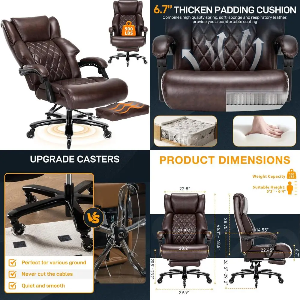 ergonomic high-back reclining office chair with footrest for big and tall executives