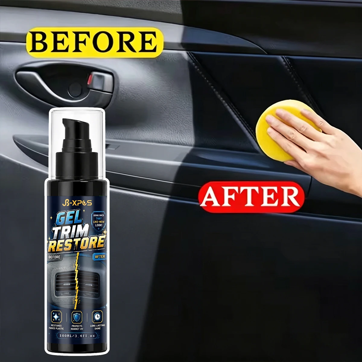 Car Plastic Repair Paste Strengthen Protect Deep Black Matte Finish Waterproof Anti-UV Coating Auto Detailing YT2003
