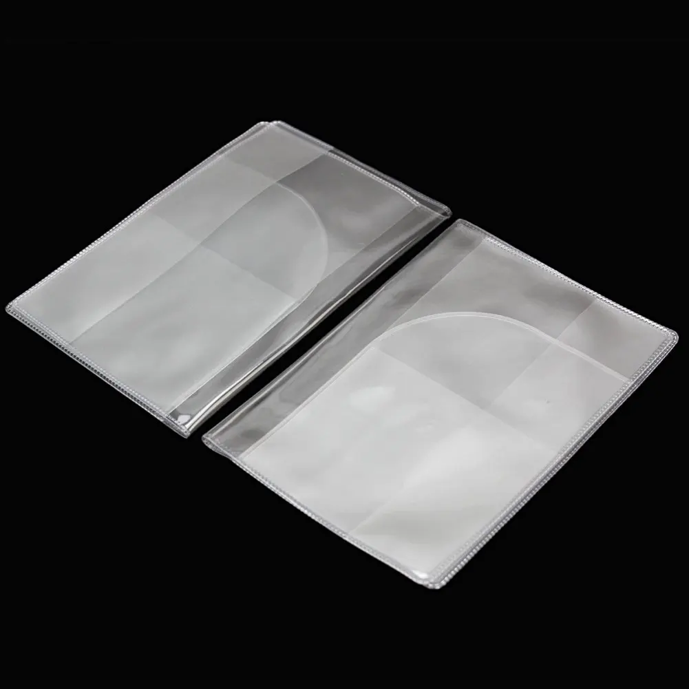 2 x Fashion Transparent Passport Holder Cover Case Travel Wallet Protector Folder