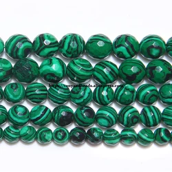 Synthetic Stone Faceted Green Malachite Round Loose Beads 15