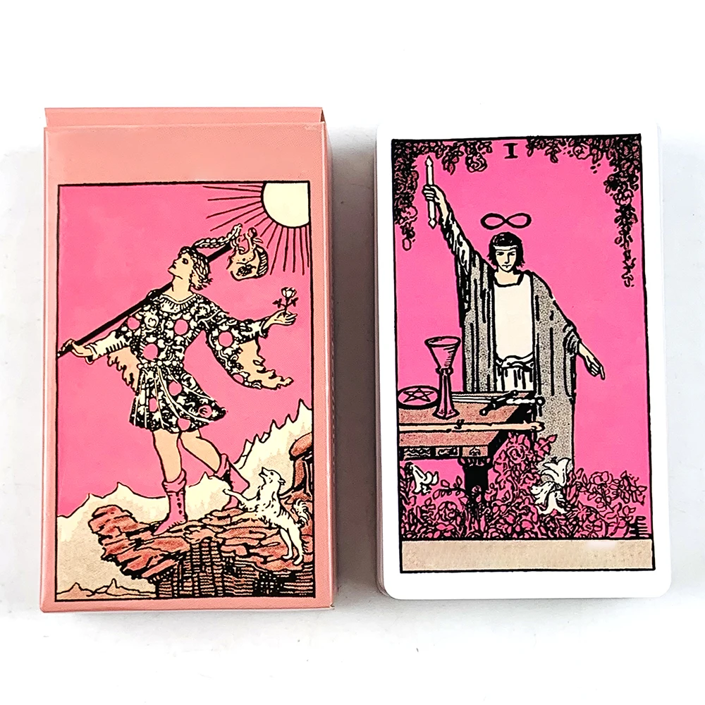 

Pink Tarot Cards Game Classic Divination Deck English Versions Edition Oracle Board Playing Table Game ,Party Games Holiday Game