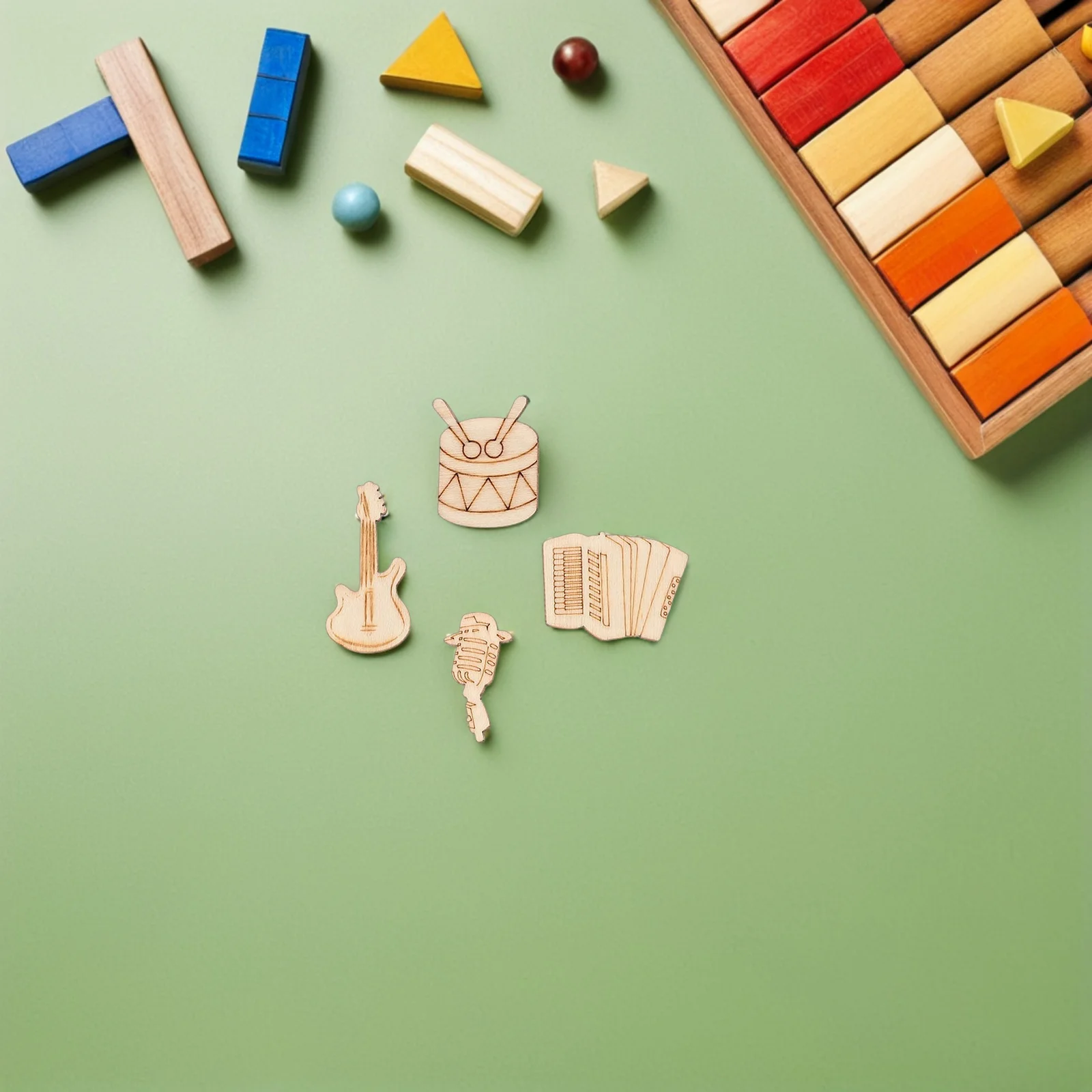 

200Pcs Blank Wood Slices Musical Instrument Cutouts Natural Grain Patterns for Painting and Home Decoration Blank Slices