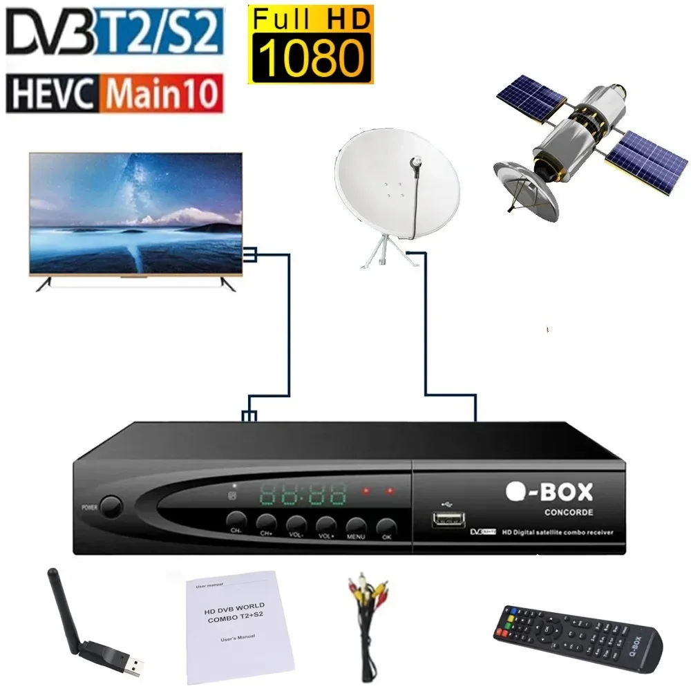 DVB T2 S2 Combo QBOX Satellite TV Receiver DIGITAL TV Decoder 1080P Full HD H264 DVB MP3 PLAY PVR EPG T2 DVB S2 Set Top Box